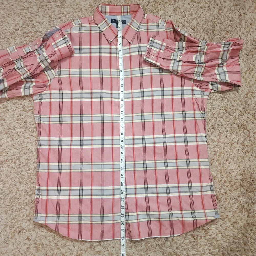 Banana Republic Button Down Shirt Mens XL Red Plaid Soft-Wash Long Sleeve Cotton